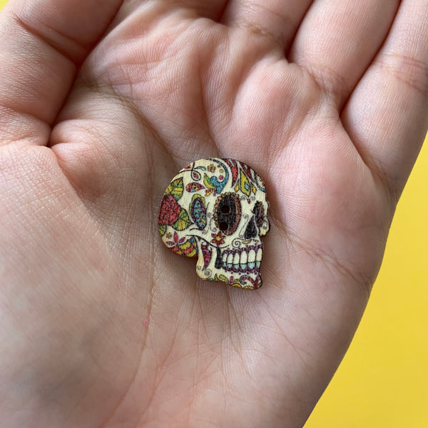 Skull Wooden Button Mix