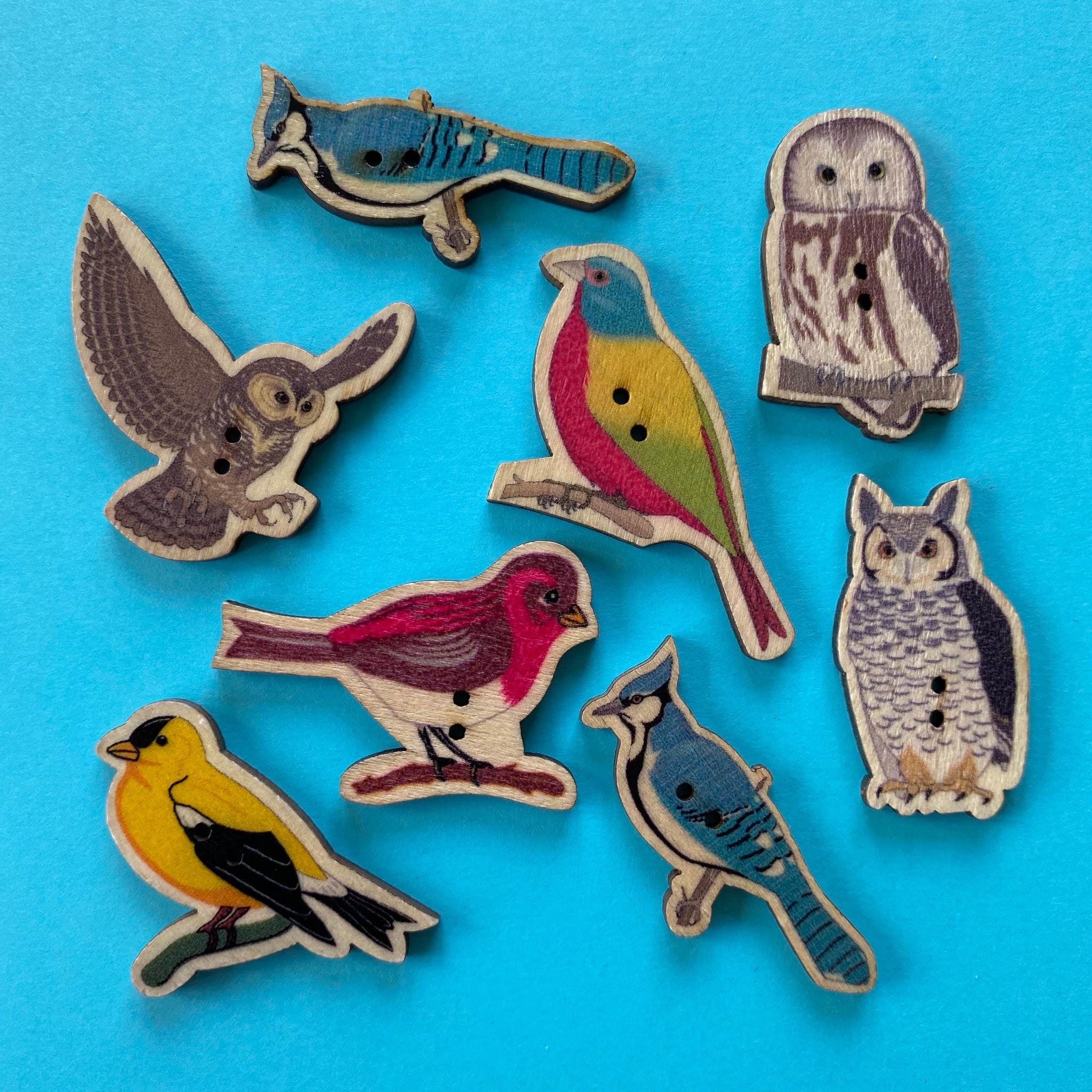 Bird Wooden Button Mix