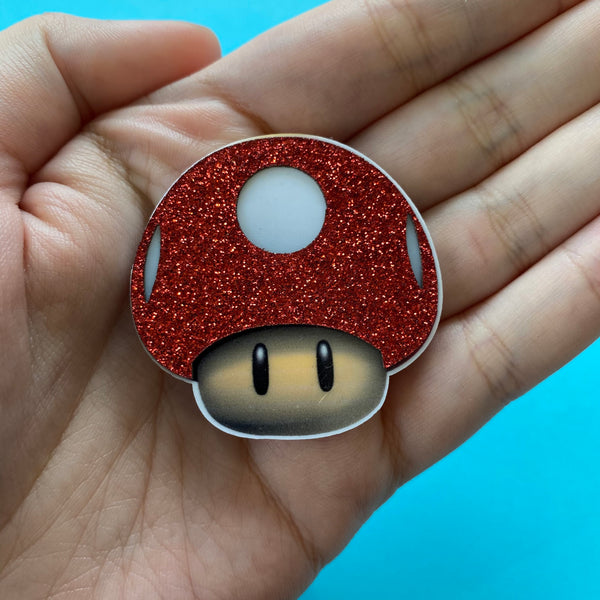 Mushroom 3D Glitter Flat Back