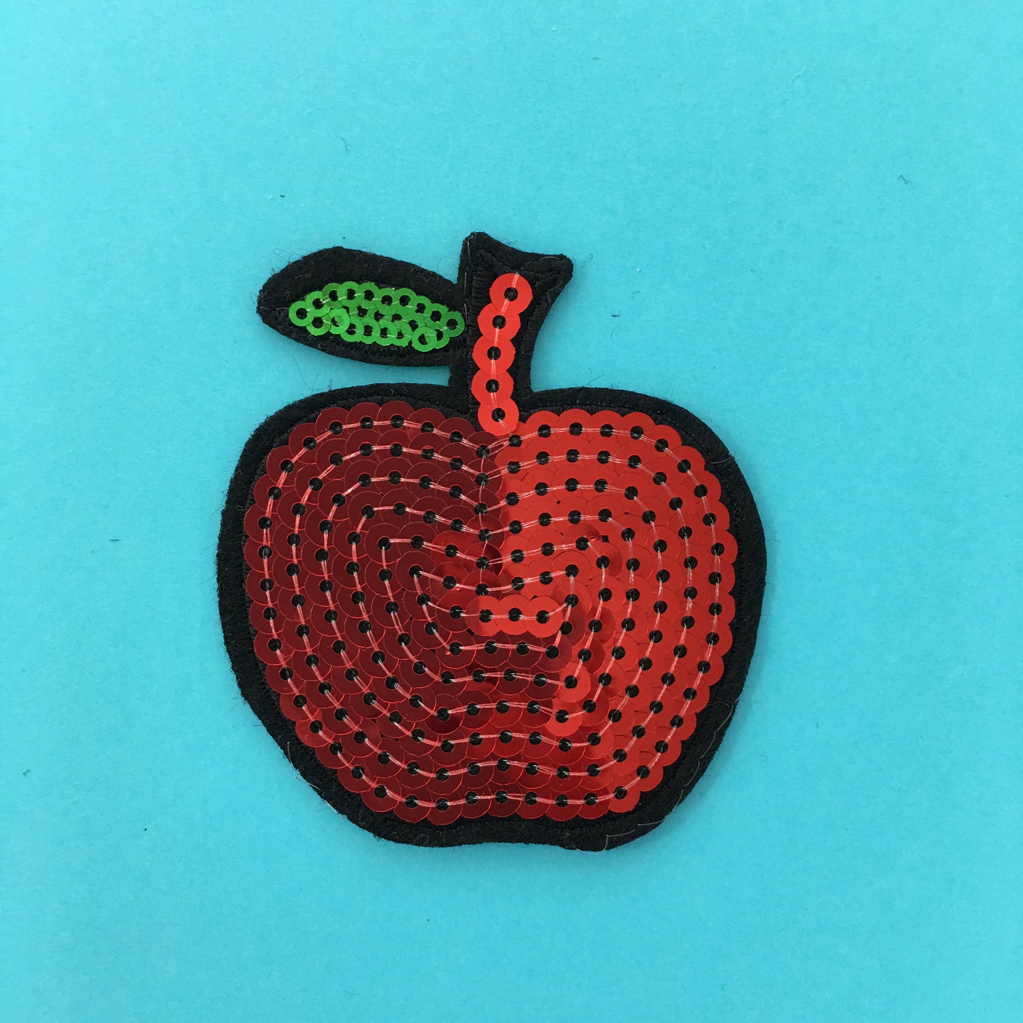 Sequin Apple Embroidered Patch