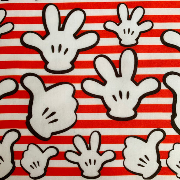 Mickey Hand Stripe Polycotton Fabric