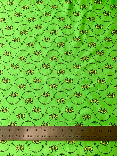 Grinch Face Polycotton Fabric