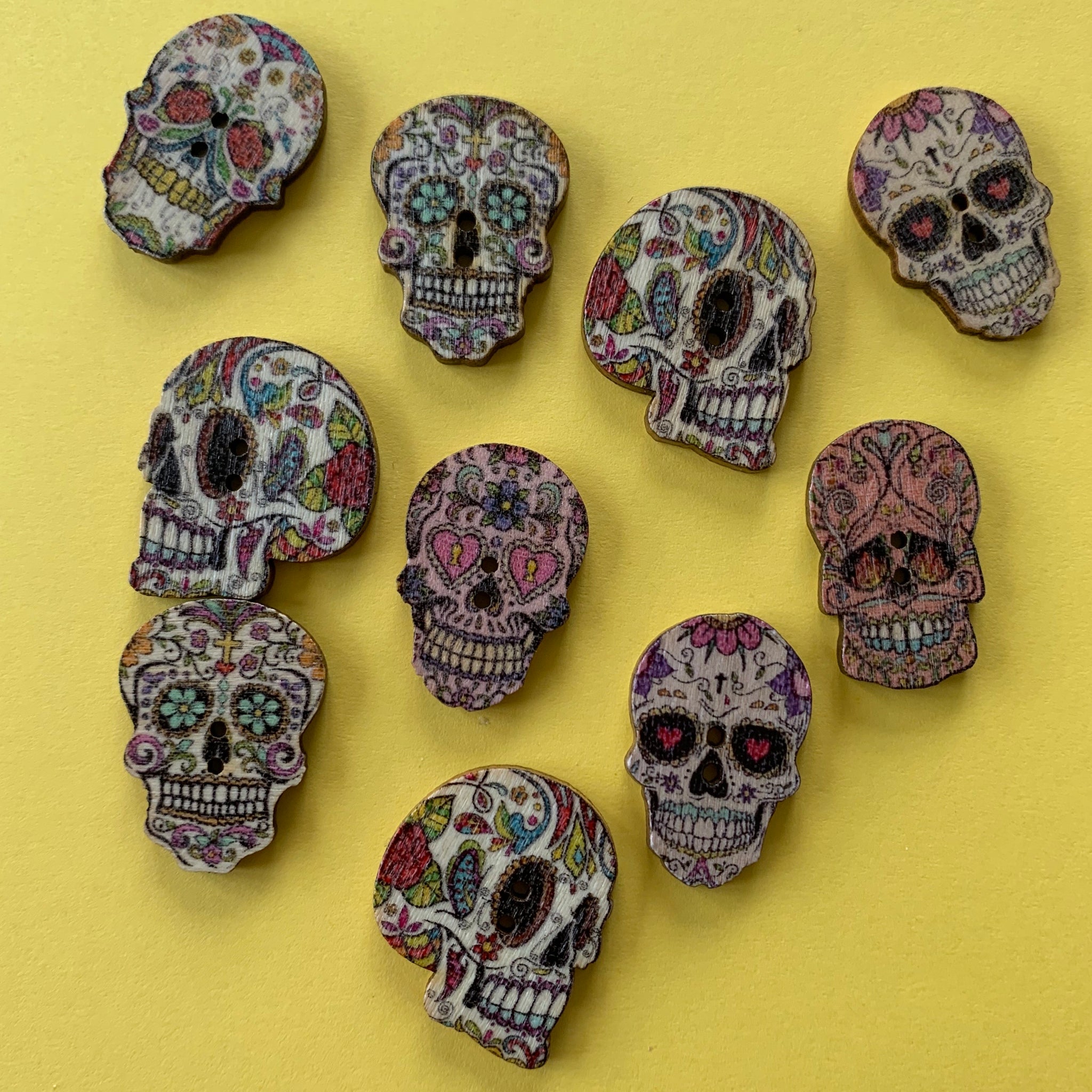 Skull Wooden Button Mix