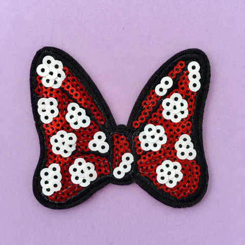 Red Sequin Bow Patch