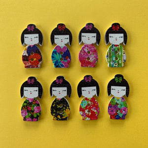 Kokeshi Wooden Buttons Mix