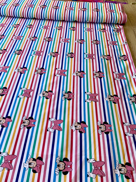 Disney Rainbow Stripe Minnie Fabric