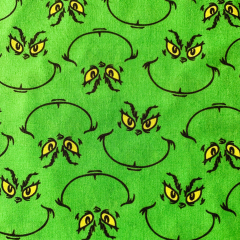 Grinch Face Polycotton Fabric