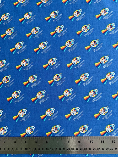 Star Wars Rainbow Millennium Falcon Fabric