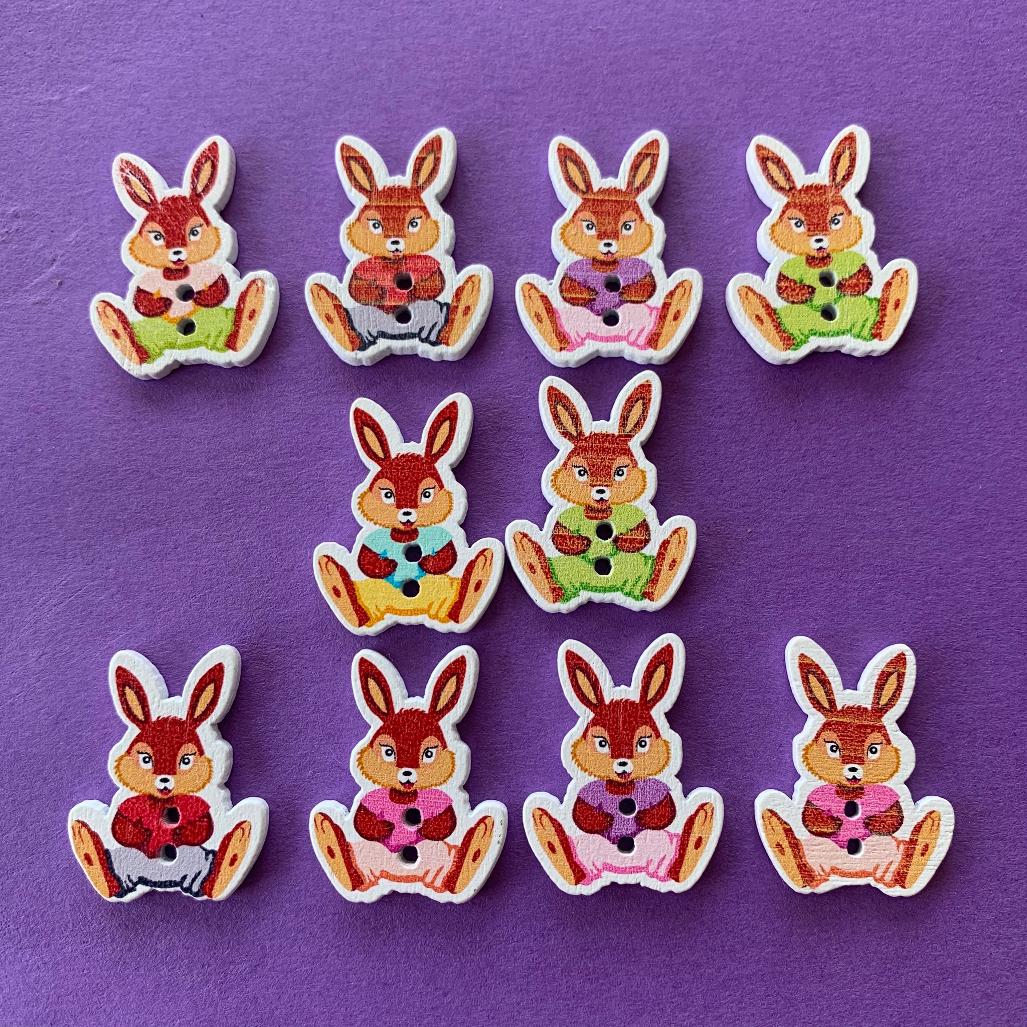 Easter Bunny Wooden Button Mix