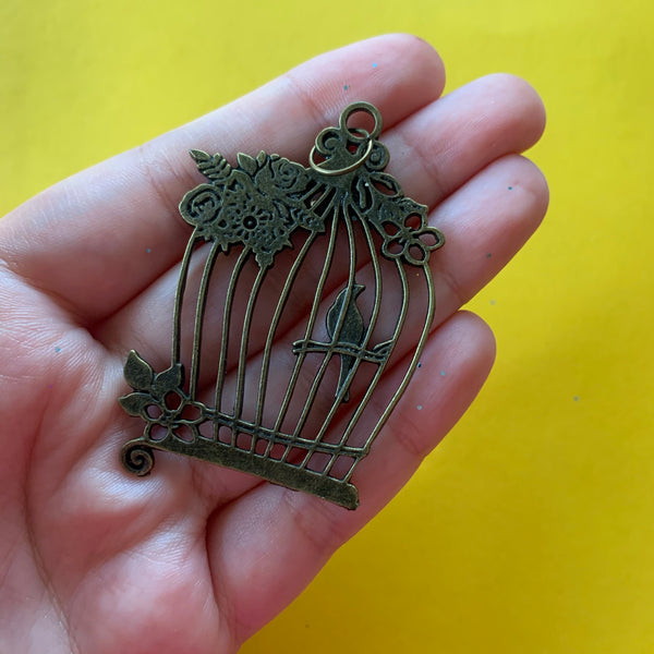 CLEARANCE Metal Birdcage Charm