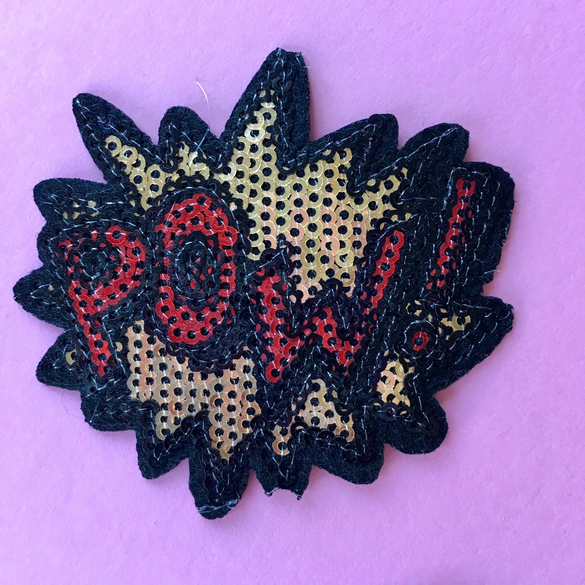 Sequin Pow Embroidered Patch