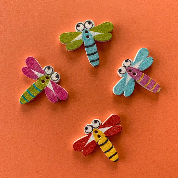 CLEARANCE Dragonfly Wooden Button Mix