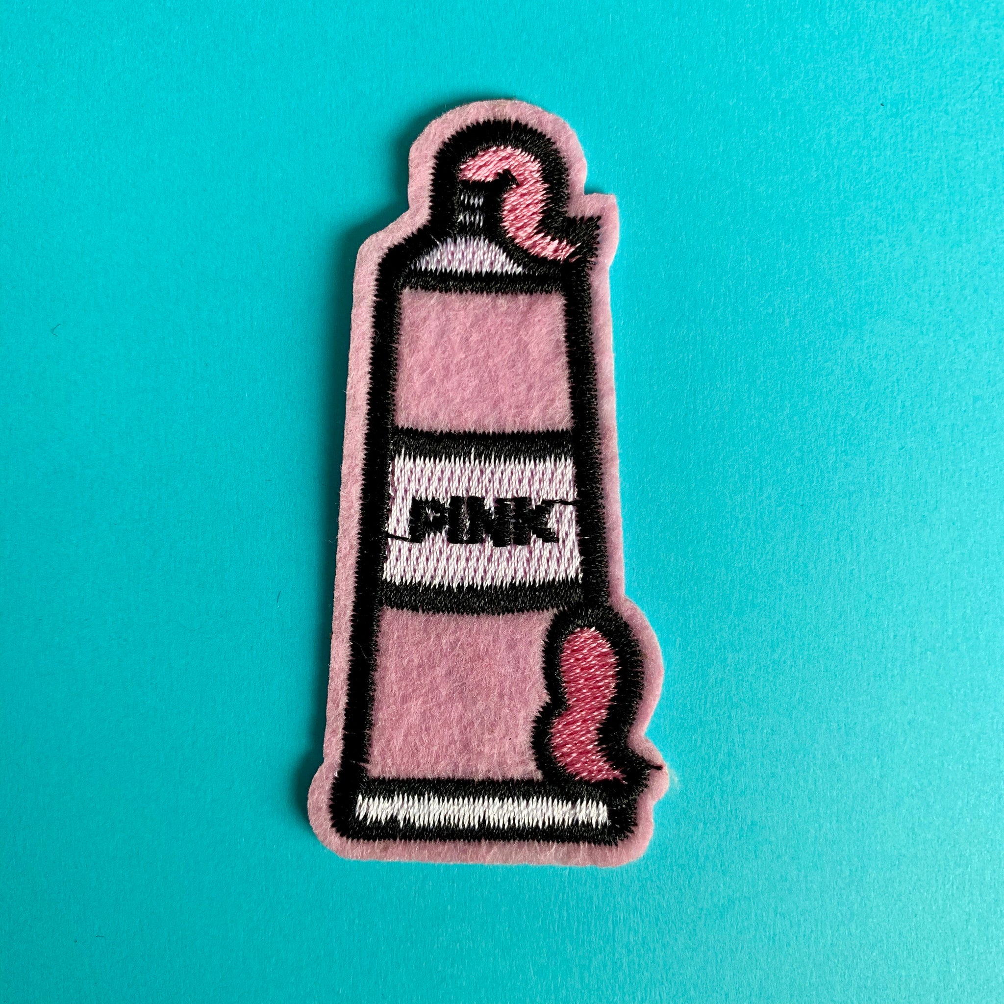 Pink Paint Tube Embroidered Patch