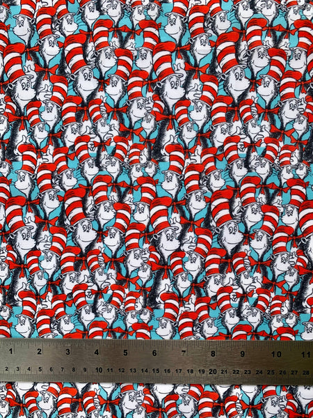 Offcut Cat in the Hat Polycotton Fabric