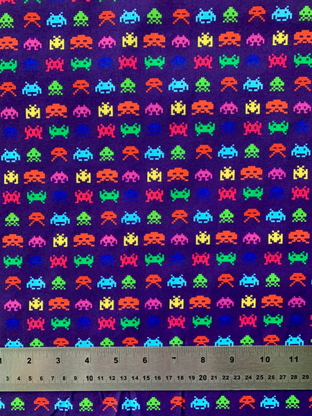 Space Invaders Polycotton Fabric