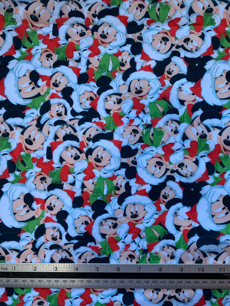 Christmas Mickey and Minnie Polycotton Fabric